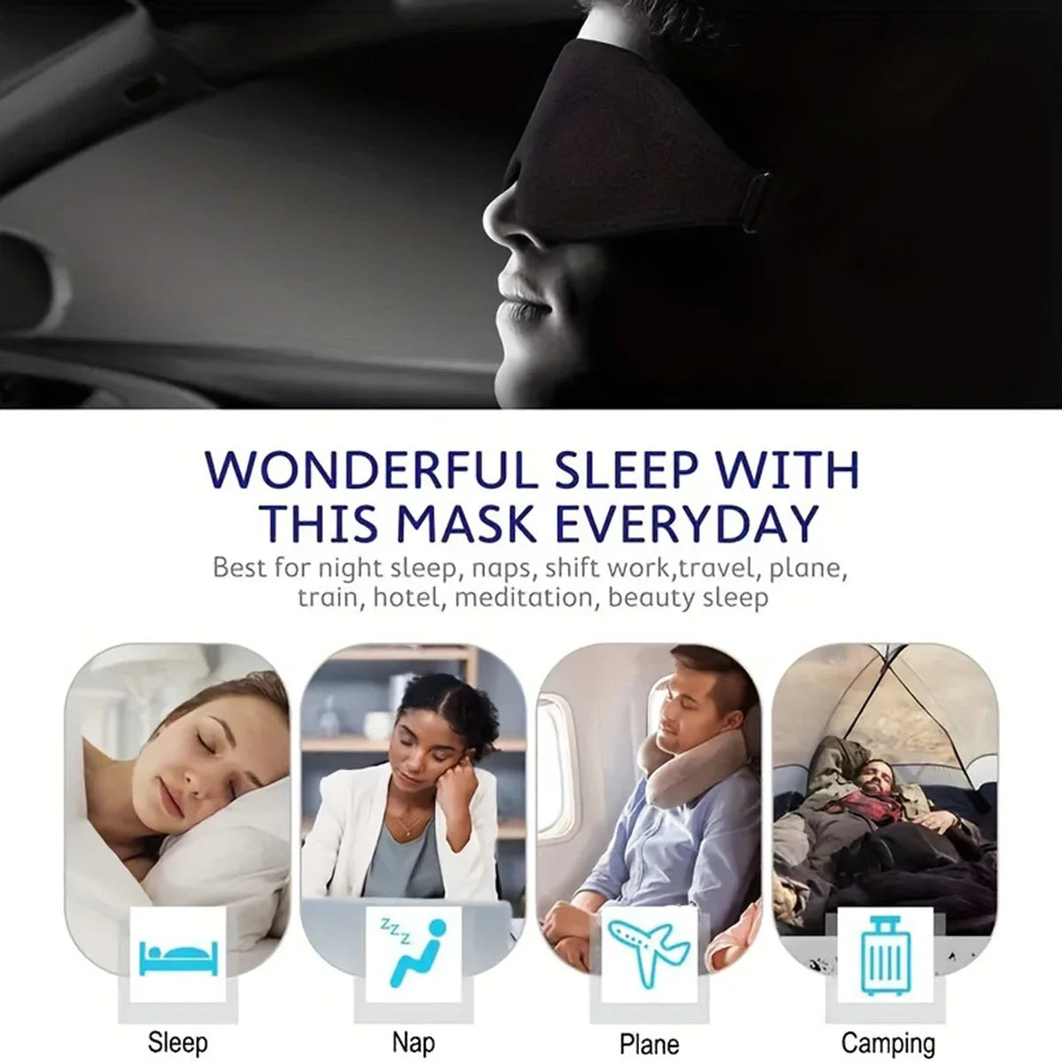 3D Contoured Sleep Mask | Light Blocking Eye Cover for Men and Women