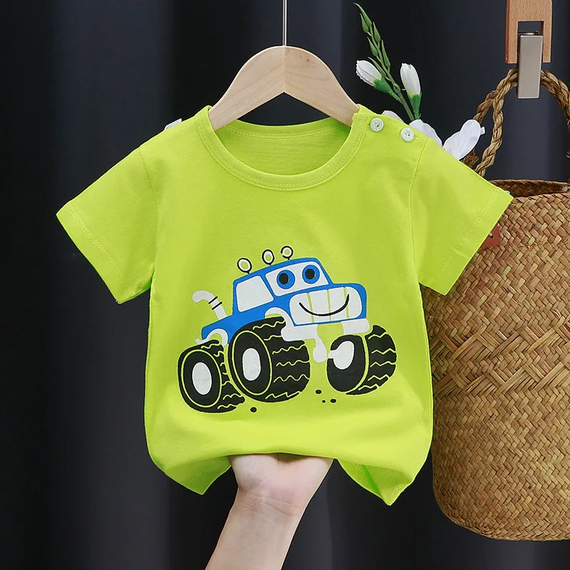 Kids Cartoon Cotton T-Shirt – Soft Summer Tee for Babies and Toddlers, Unisex Casual Top