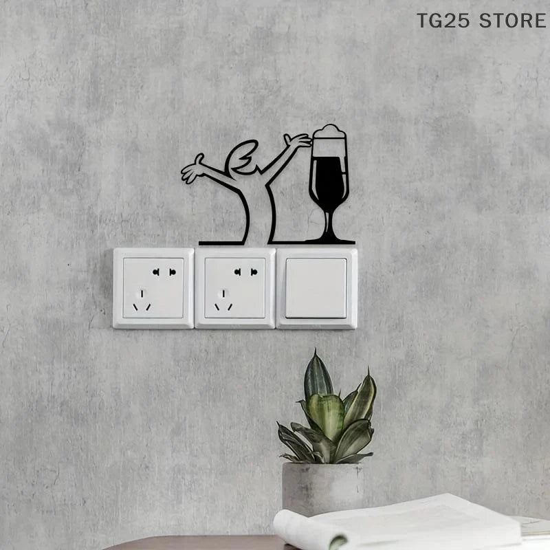 Line Figure Metal Poster for Living Room | Modern Switch Sticker Wall Art