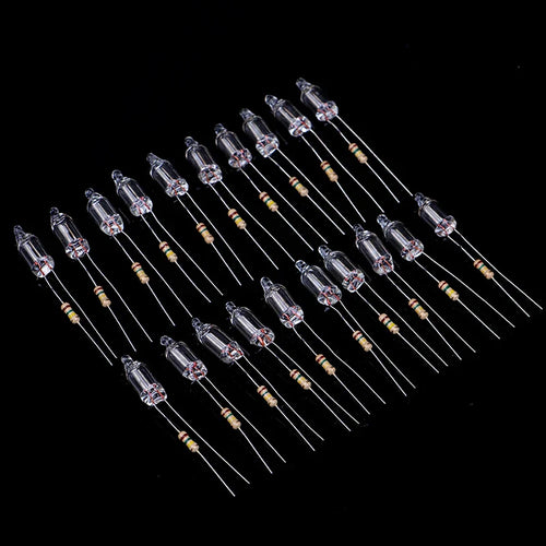 20PCS Neon Indicator Lamps With Resistors for 220V AC Mains | Red Glow Lamp