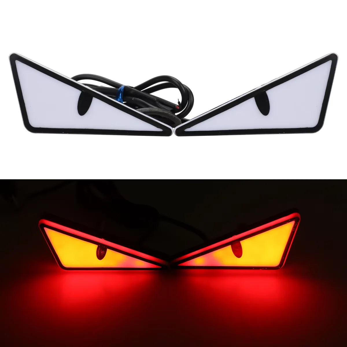 2PCS Car LED Demon Eye Light Semicircle Eagle Eye Motorcycle Tail Decorative Lights Dynamic Strobe Turn Signal Light Universal