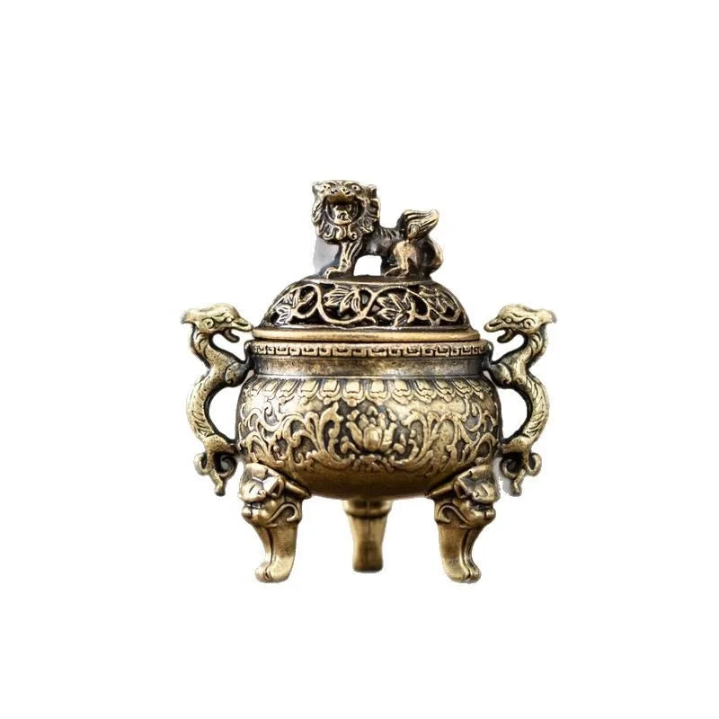 Magpie Lotus Incense Burner | Metal Incense Holder with Handle for Yoga Meditation