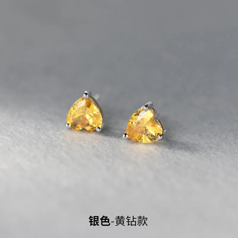 925 Sterling Silver Heart Zircon Stud Earrings | Luxury Jewelry for Women