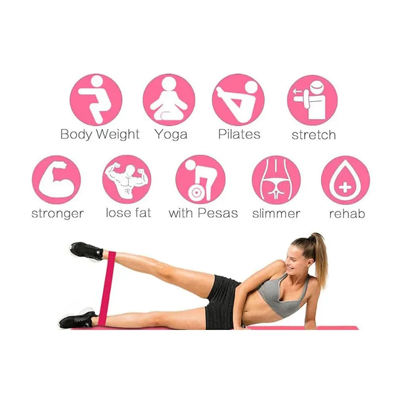 5 Pack Pink Resistance Bands | Elastic Fitness Loops for Leg and Butt Exercise