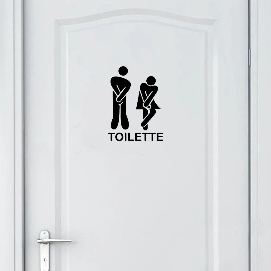 French Bathroom Toilet Sign Vinyl Sticker Decal | WC Entrance Sign Door Decal for France Home