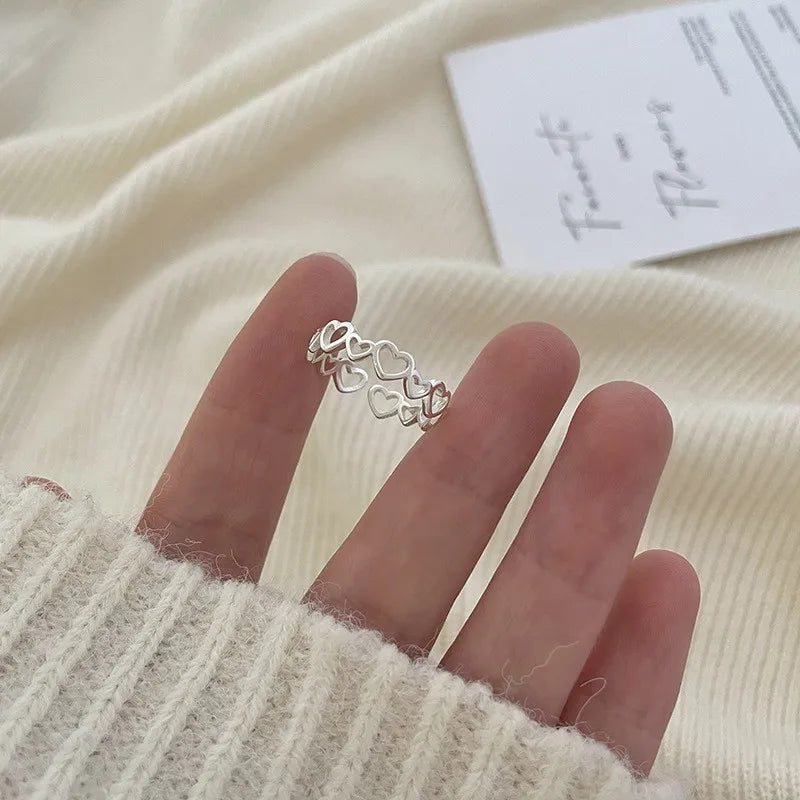 VENTFILLE 925 Sterling Silver Adjustable Rings | Vintage Hip Hop Couples Jewelry