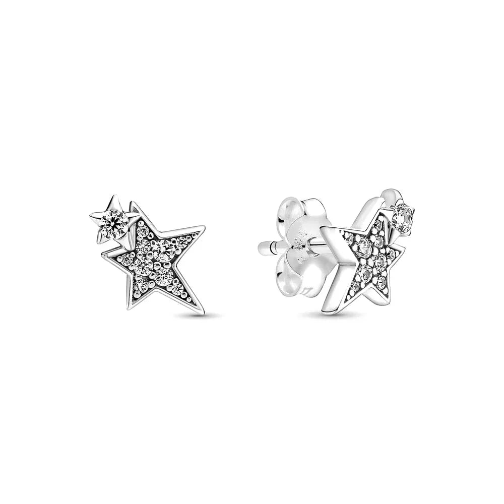 Double Hoop Family Tree Crown Earrings | 925 Sterling Silver Studs