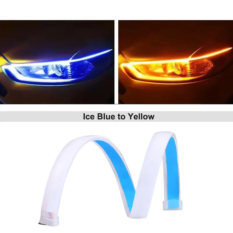 12V LED Car Daytime Running Light | Flexible Waterproof Strip with Flowing Turn Signal