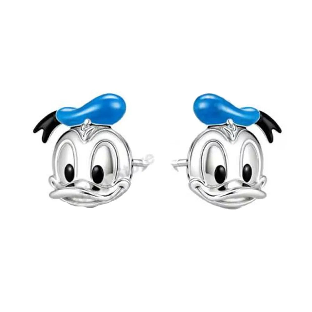 925 Silver Cartoon Duck and Teddy Bear Earrings | Cute Animal Stud Earrings for Women