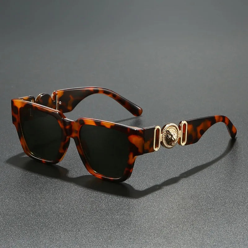 Square Leopard Print Sunglasses | UV400 Protection Travel Sunglasses