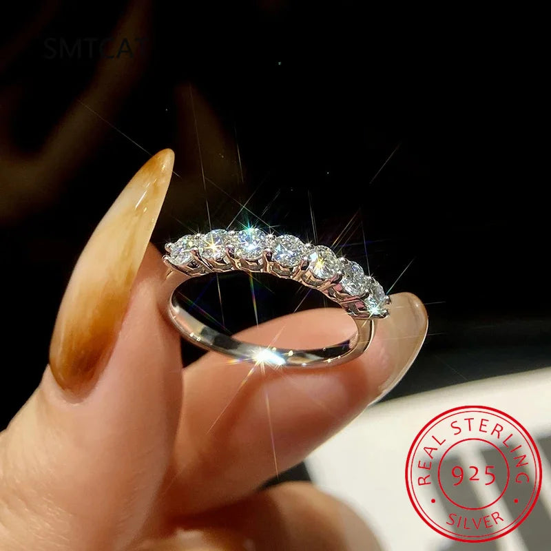 White Gold D Color Moissanite Ring for Women | 925 Silver Wedding Band