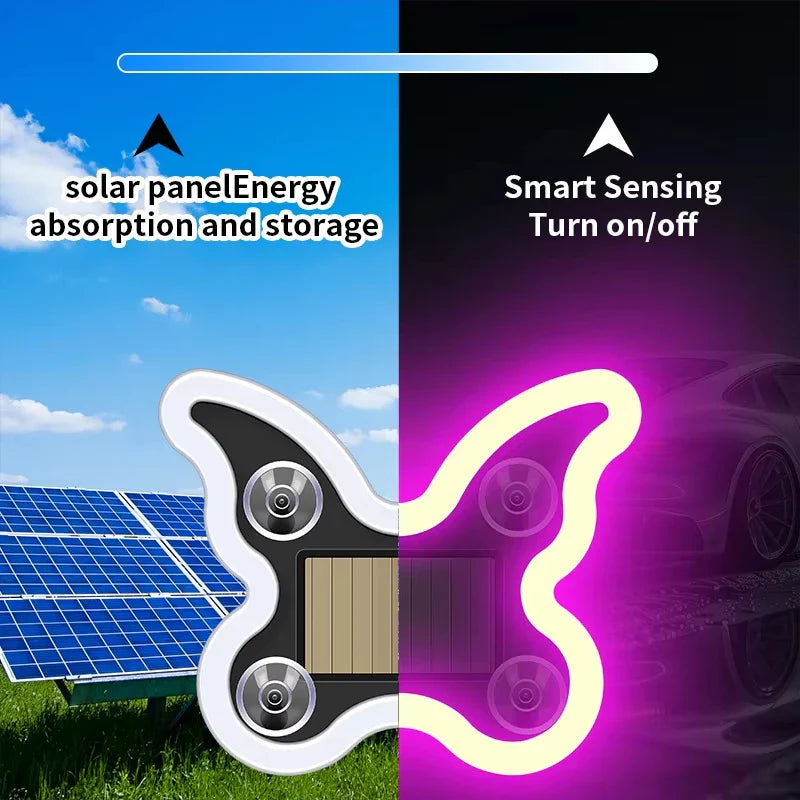 Solar Power Car Window Neon Light | USB Rechargeable Ambient Atmosphere Lamp