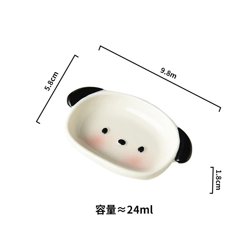 Cute Puppy Shaped Sushi Plate and Dipping Dish Set | 8 Inch Oval Ceramic Dinnerware