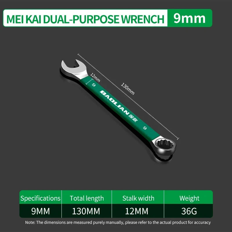 BaoLian Durable Wrench Set 6-19mm | Two-Way Open Combination Wrench for Auto Repair