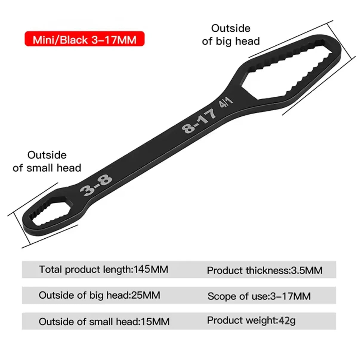 Adjustable Self-Tightening Double Head Wrench | Multi-Functional Tool for Cars, Bicycles, and Homes