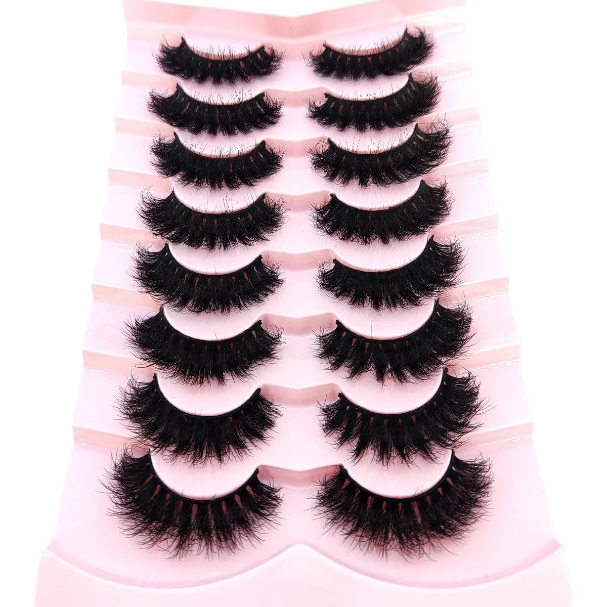 5-8 Pairs Natural Russian Striped Mink Lashes | 3D Volume Wavy False Eyelash Extensions