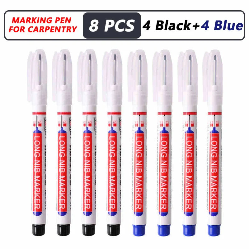 Deep Hole Long Nib Markers for Metal Wood Tile | 8-Pack Waterproof Marking Pens