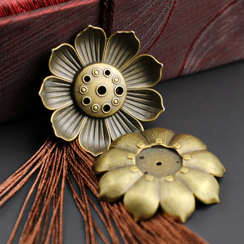 Metal Zen Lotus Buddha Incense Burner | Decorative Incense Stick Holder for Office and Home