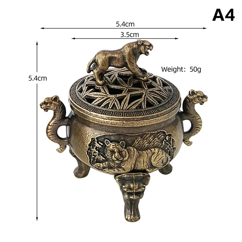 Alloy Lucky Incense Burner Bowl Incense Holder With Handle | Ancient Style Yoga Meditation Home Office Decor
