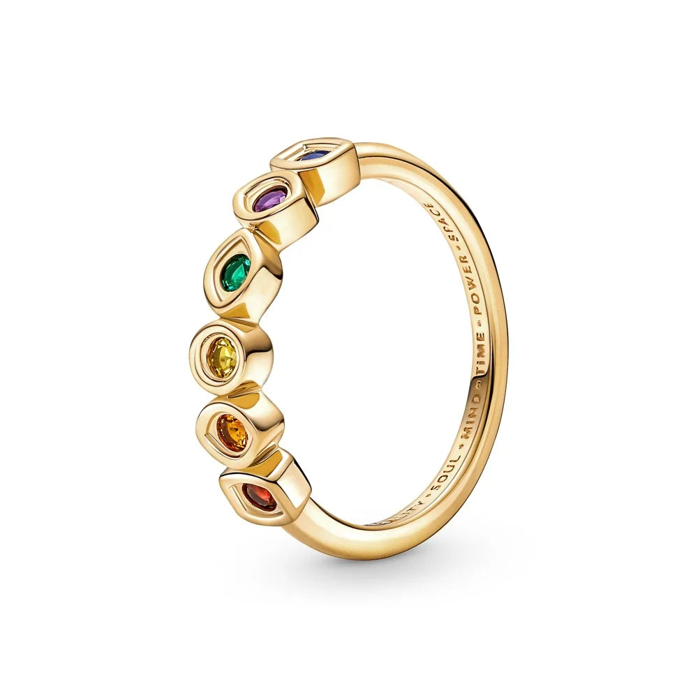 Gold Sun Heart Bow Ring | 925 Sterling Silver Zircon Ring for Women