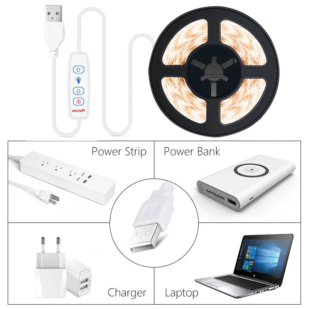 USB 5V COB LED Strip Lights | Dimmable Flexible Ribbon for Home Lighting