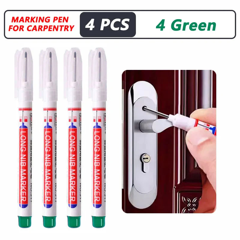 Deep Hole Long Nib Markers for Metal Wood Tile | 8-Pack Waterproof Marking Pens