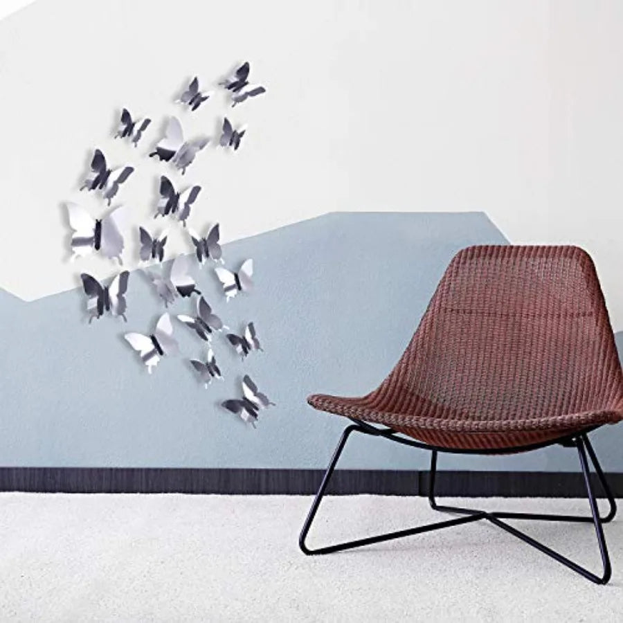 48 Pieces Butterfly Wall Decor DIY 3D Mirror Butterfly Stickers Removable Decals | Craft Set
