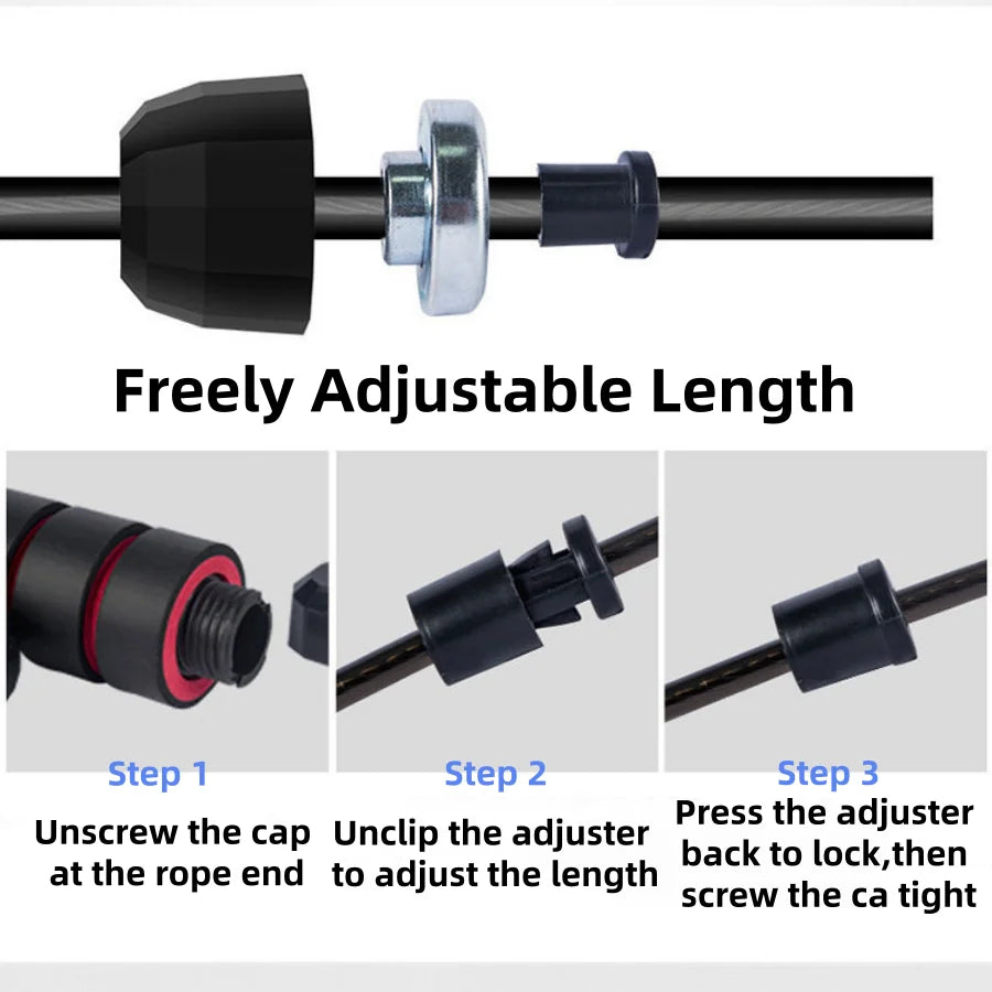 Black PVC Jump Rope with Patented Steel Wire | Fitness Cardio Training