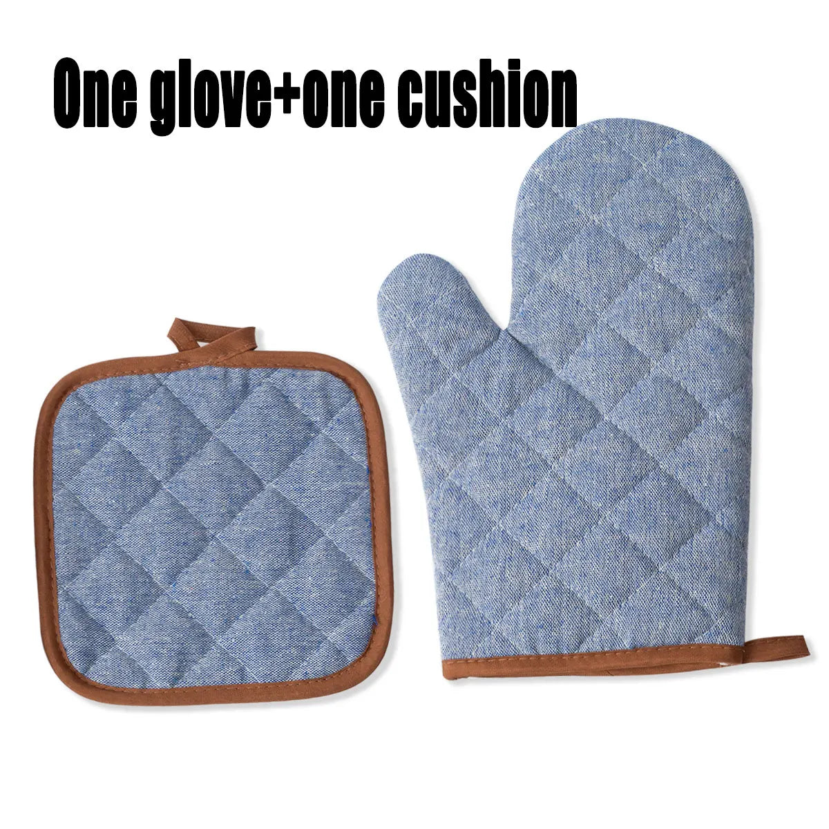 Anti Scald Oven Gloves Set | Cotton Lined Thick Kitchen Gloves with Red Checkered Design