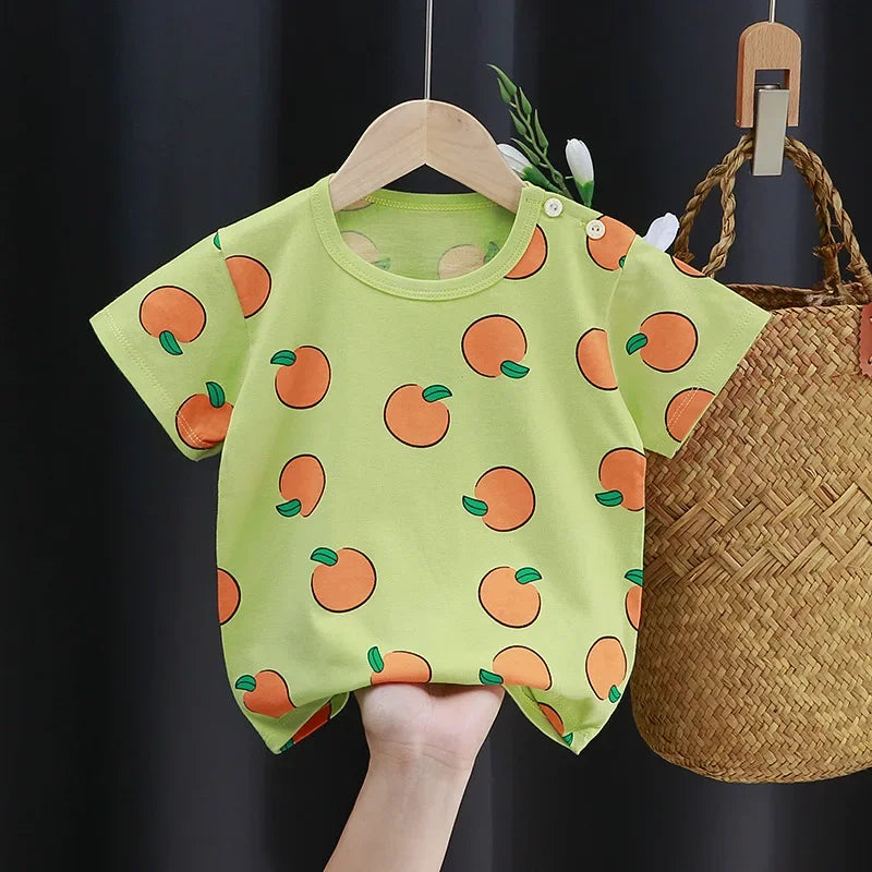 Kids Cartoon Cotton T-Shirt – Soft Summer Tee for Babies and Toddlers, Unisex Casual Top