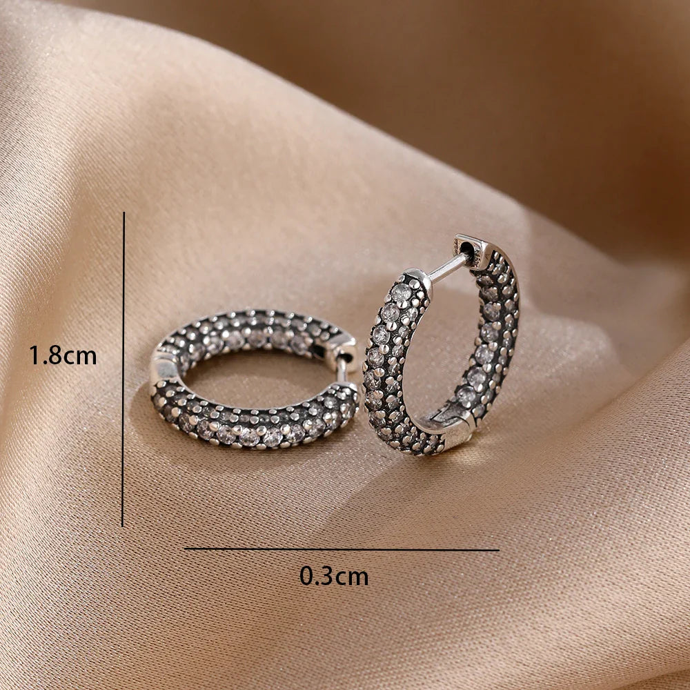 Blue Zircon Stud Earrings for Women | European Style Silver Jewelry