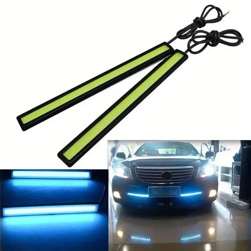 2 PCS Super Bright 17CM LED COB Fog Bulb Car DRL Strip | 12V 6500K Daytime Running Light