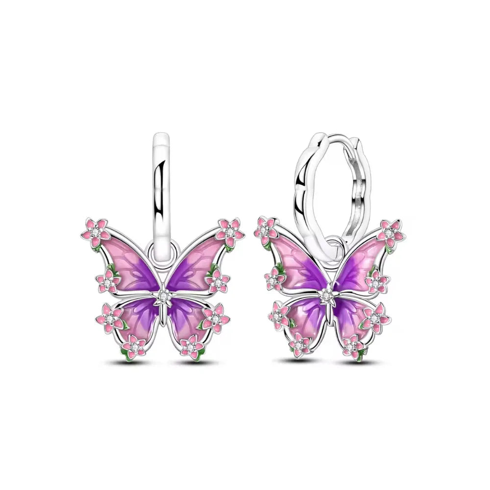 925 Silver Heart Butterfly Zircon Stud Earrings | Elegant Charm Jewelry Gift