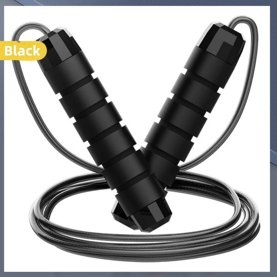 Black PVC Jump Rope with Patented Steel Wire | Fitness Cardio Training