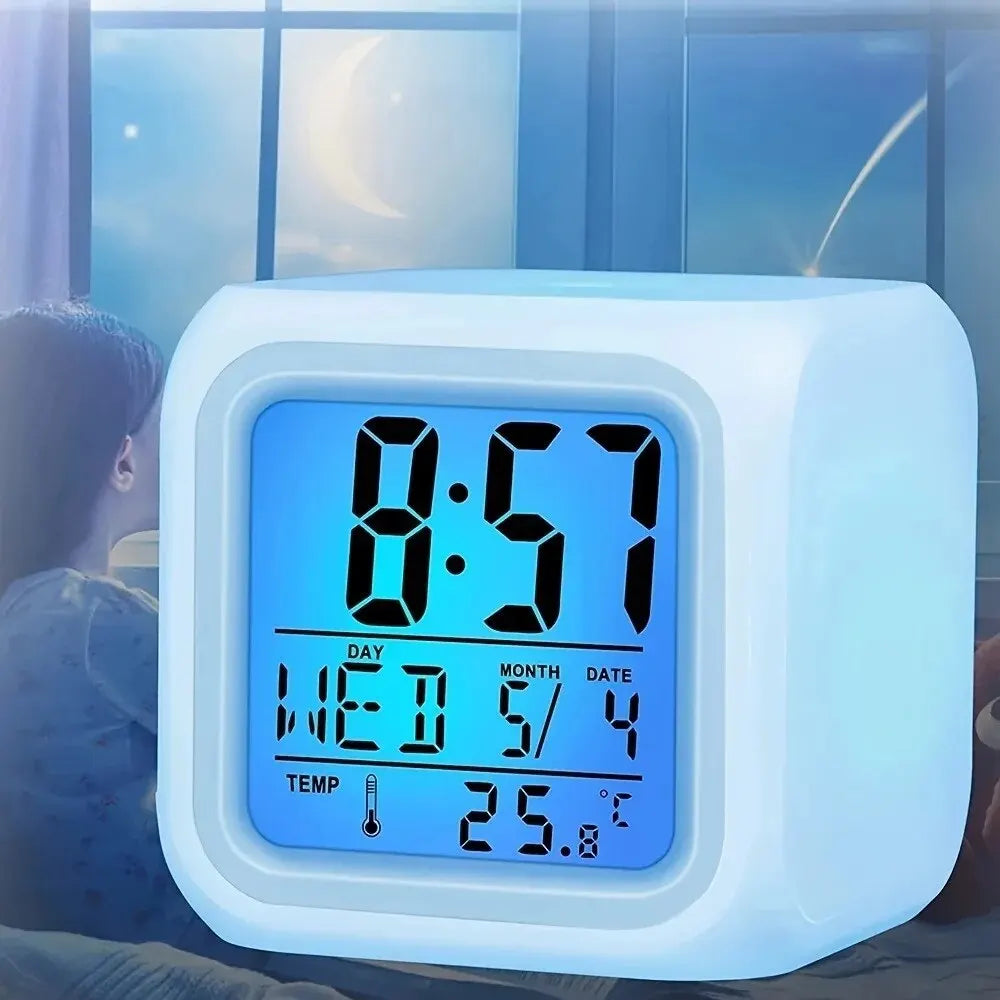 Color Changing LED Alarm Clock with Night Light | Digital Display Touch Activated Clock