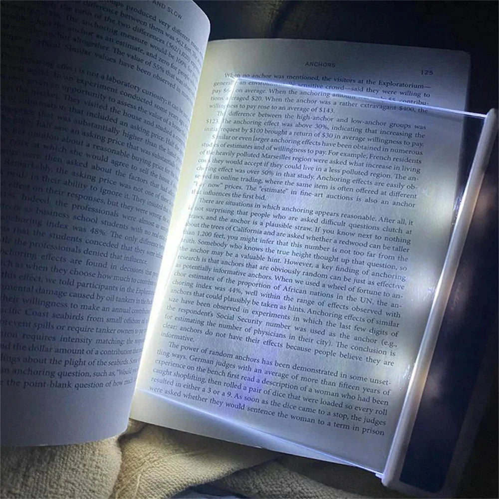 LED Book Light Eye Caring Flat Plate Panel Bookmark Light | Portable Reading Lamp for Bed Travel