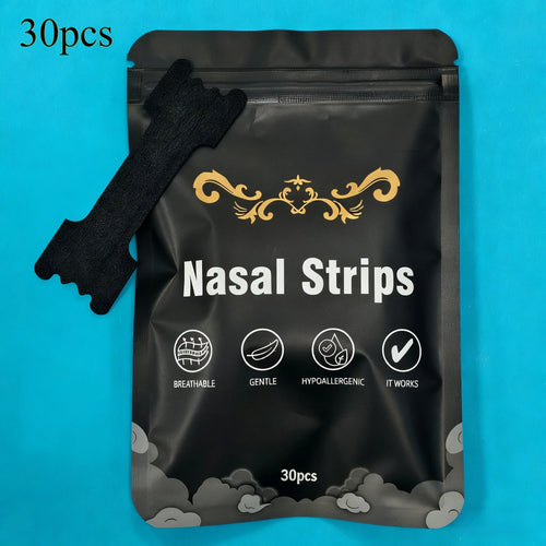 30 Pieces Black Adhesive Nasal Strips | Advanced Cough Relief Strips, Extra Long-Lasting