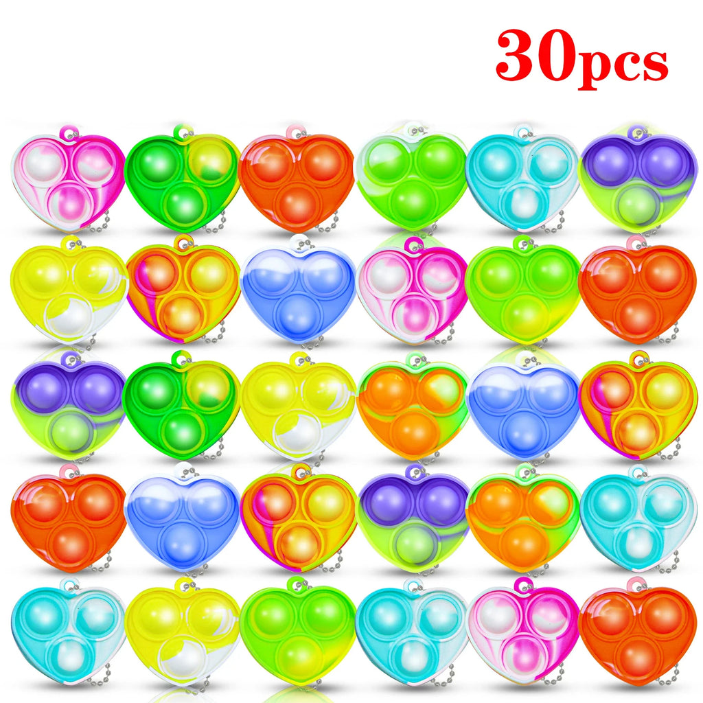 Pop Keychains Fidget Toys Bulk | Stress Relief Sensory Prizes for Classroom