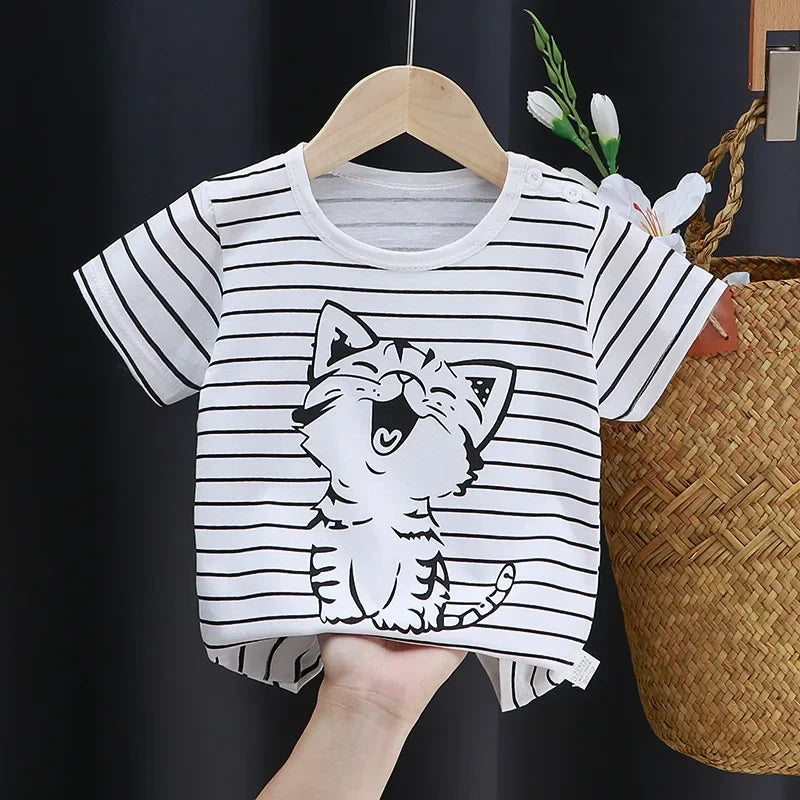 Kids Cartoon Cotton T-Shirt – Soft Summer Tee for Babies and Toddlers, Unisex Casual Top