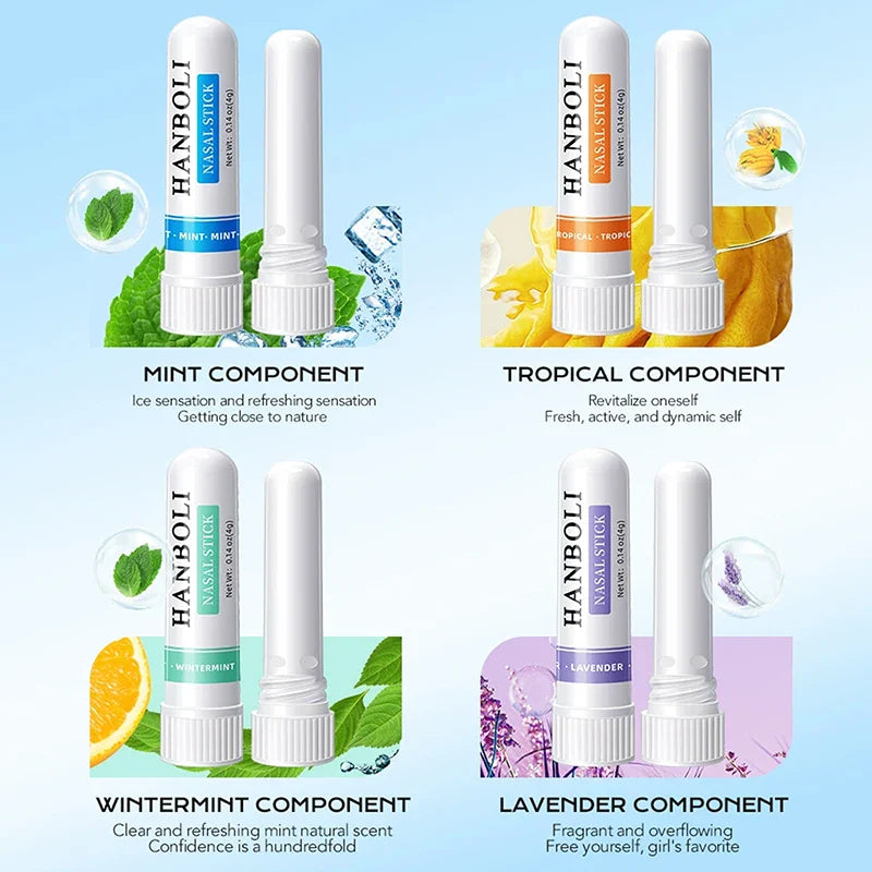 4Pcs Nasal Stick Aromatherapy Inhaler | Focus & Breathing Enhancer for Driving Alertness