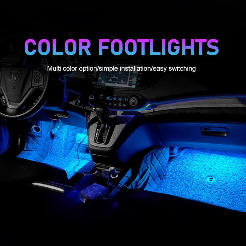 9 LED Car Interior Ambient Mood Foot Light | USB Lighter Decorative Atmosphere Lamp for 12V Vehicles