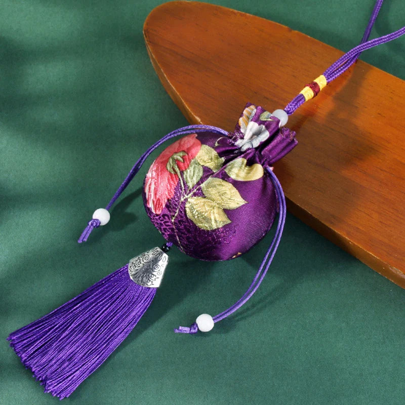 Chinese Style Embroidery Tassel Gift Pouch | Lotus Scented Sachet Bag