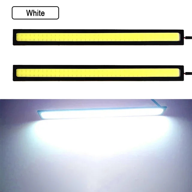 2 PCS Super Bright 17CM LED COB Fog Bulb Car DRL Strip | 12V 6500K Daytime Running Light