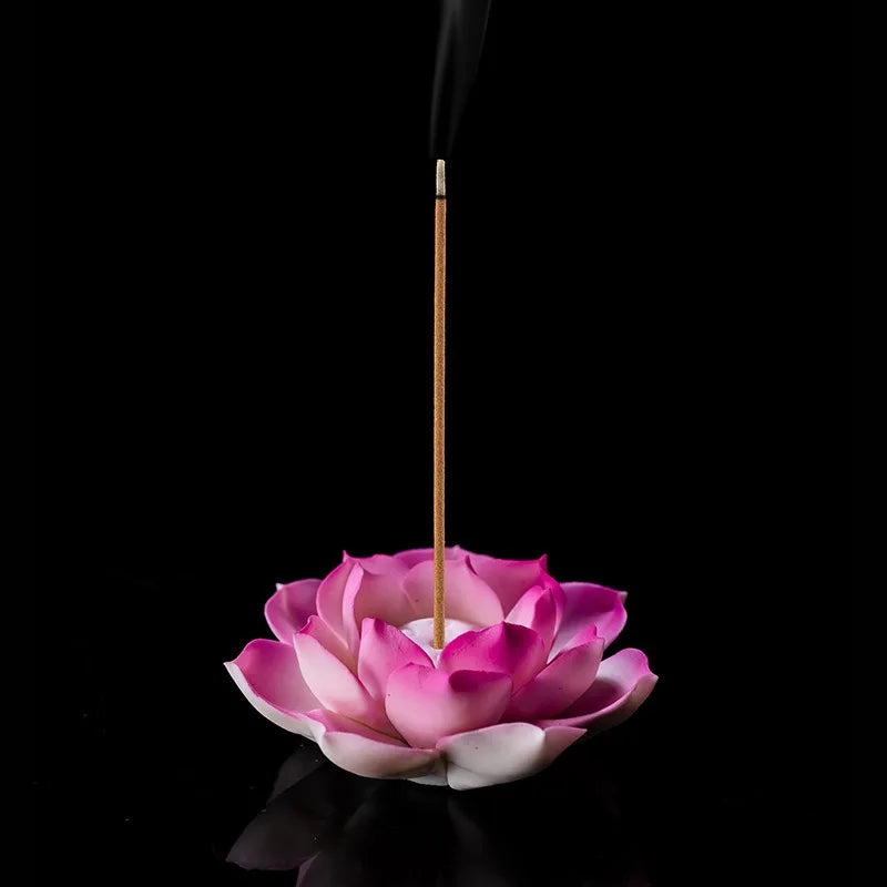 Ceramic White Lotus Incense Burner | Home Decor Stick Holder for Office Teahouse