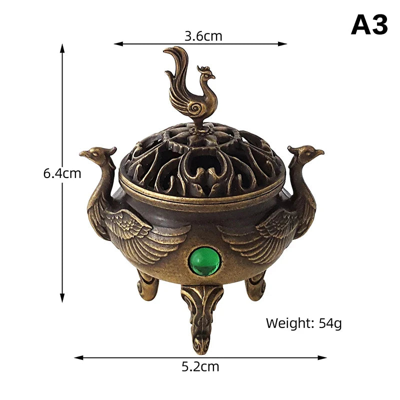 Alloy Lucky Incense Burner Bowl Incense Holder With Handle | Ancient Style Yoga Meditation Home Office Decor
