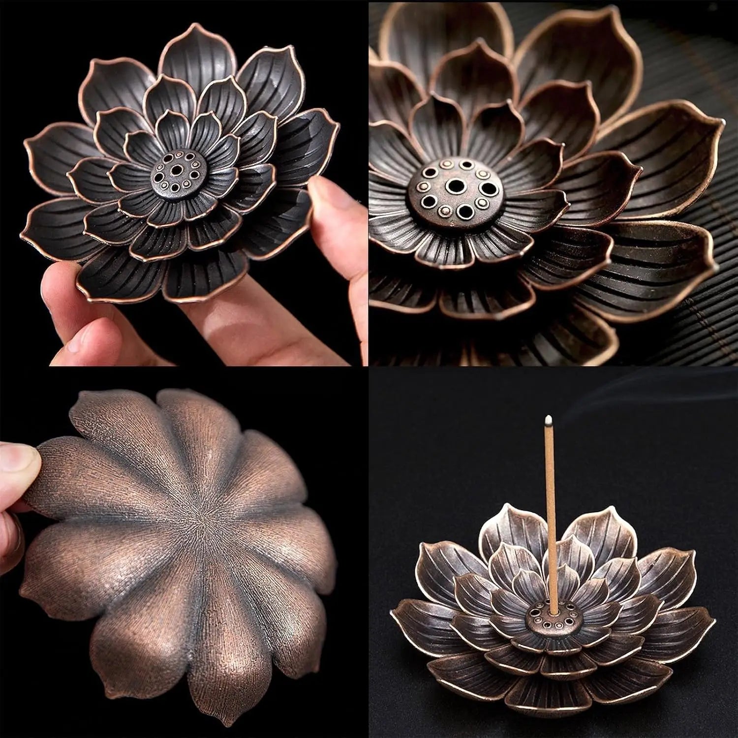 Lotus Alloy Incense Burner Stick Holder | Buddhism Meditation Decor