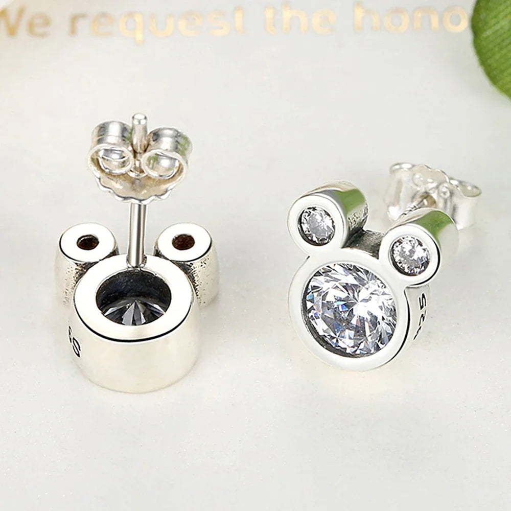 925 Sterling Silver Cute Mouse Stud Earrings | Dazzling Animal Jewelry for Women