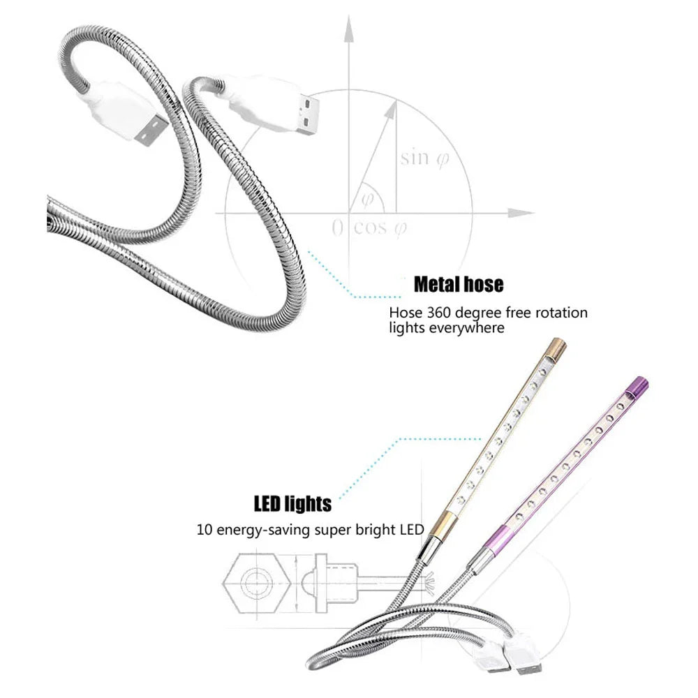 5V LED Book Light Flexible Reading Lamp | Portable USB Desk Light for Bedroom Decor and PC Keyboard Lighting