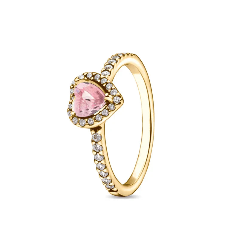 Gold Sun Heart Bow Ring | 925 Sterling Silver Zircon Ring for Women