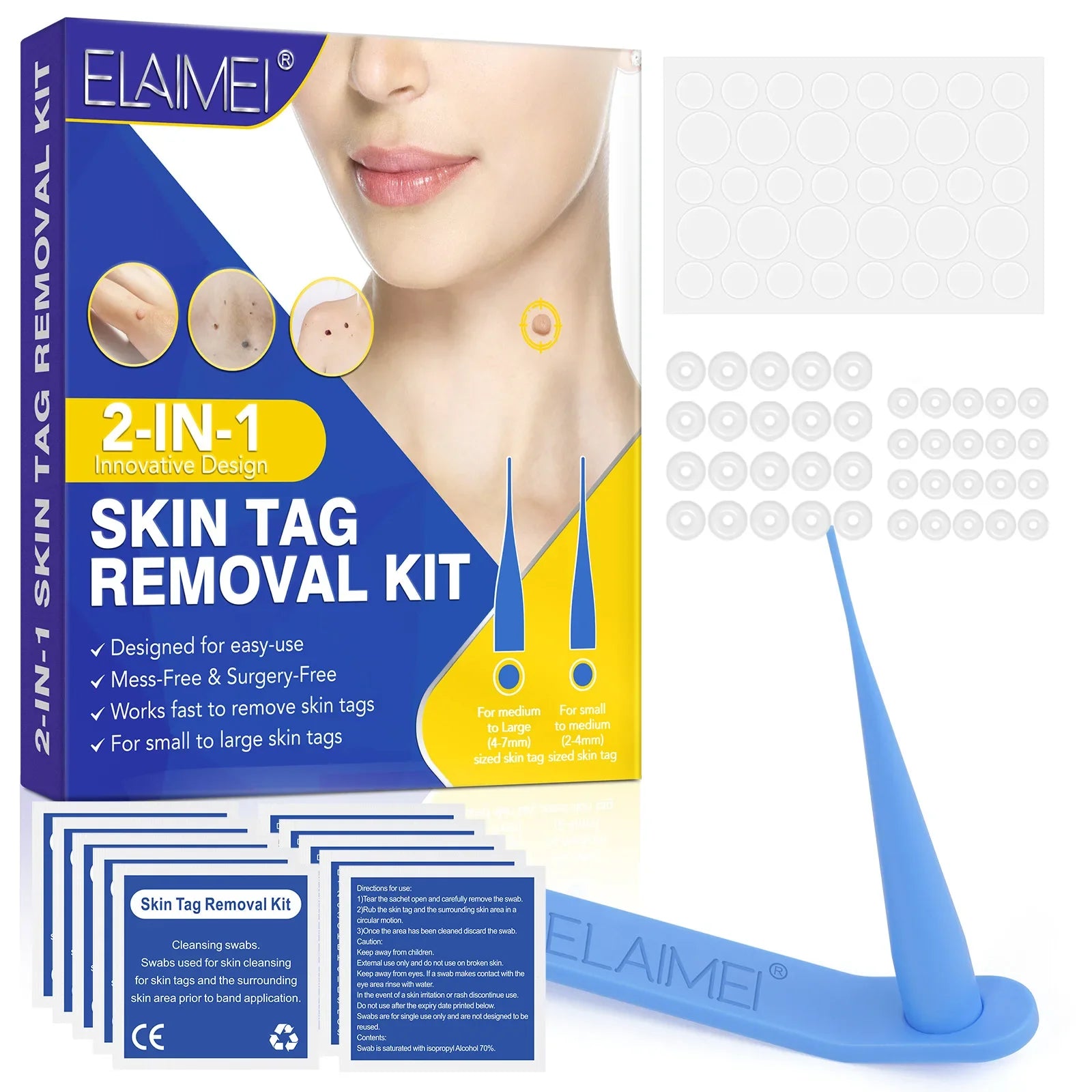 3-IN-1 Painless Skin Tag Removal Kit | Skin Label, Mole, Acne & Wart Removal Pen Set with Cleansing Swabs